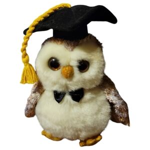 Vtg 2001 Ty Wise Owl Smarter Graduation School College Beanie Baby Error